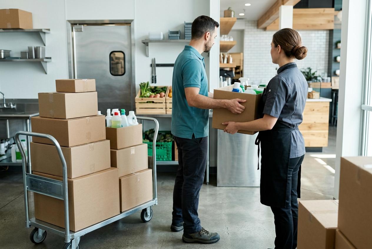 Livraison de fournitures d'hygiène à un professionnel